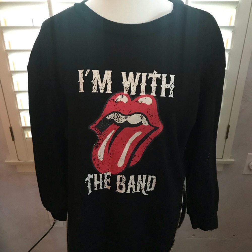Black, Rocker Sweatshirt. Zippers on side. Tongue